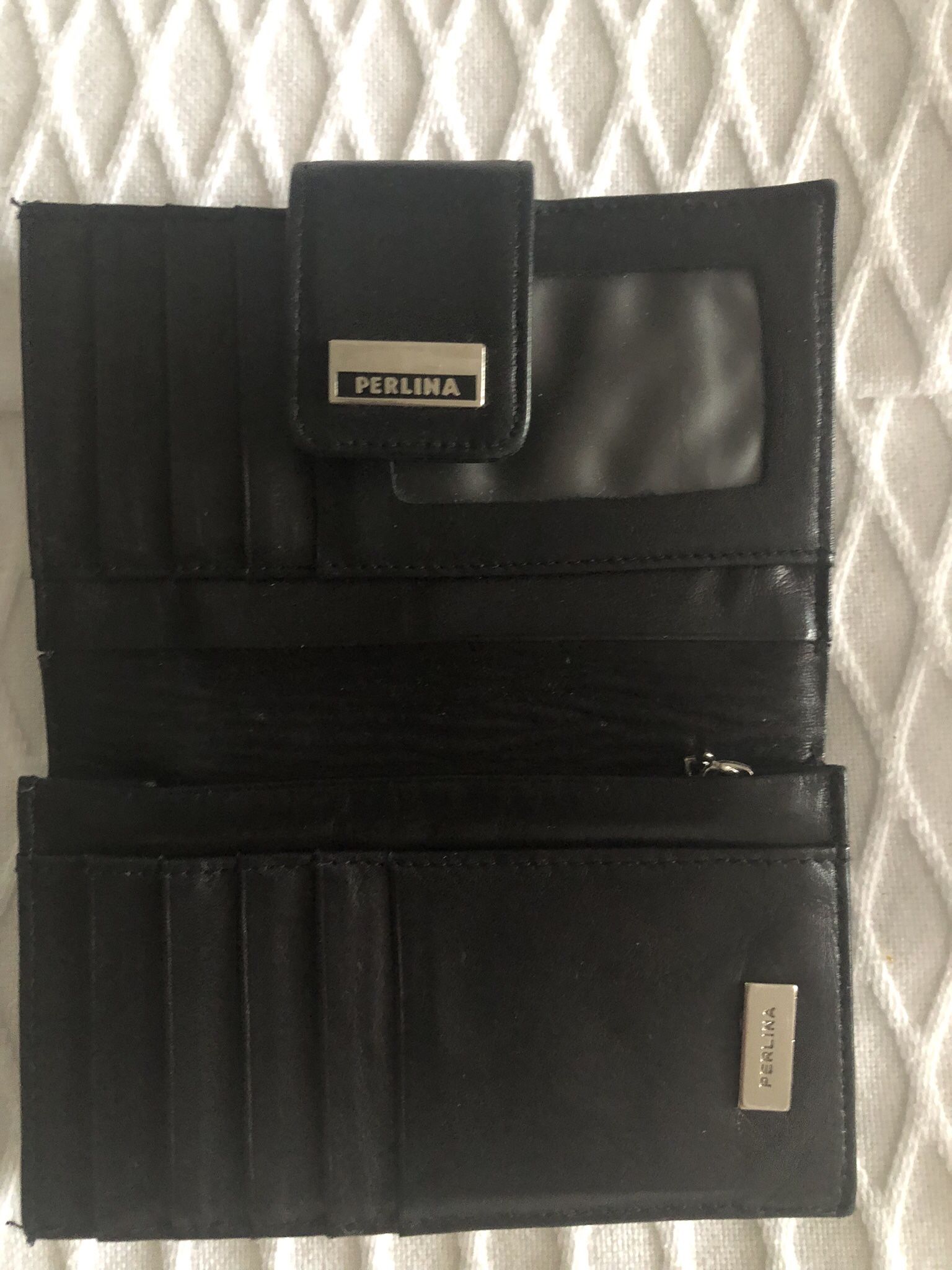 Perlina Black Leather Wallet