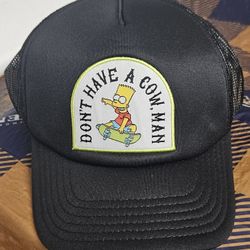 The Simpsons Bart Don't Have A Cow Embroidered Mesh Back Snapback Baseball Hat Black