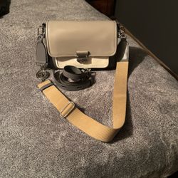 Michael Kors Bradshaw Medium Leather Messenger Bag Heather Gray  multi Silver  Crossbody 