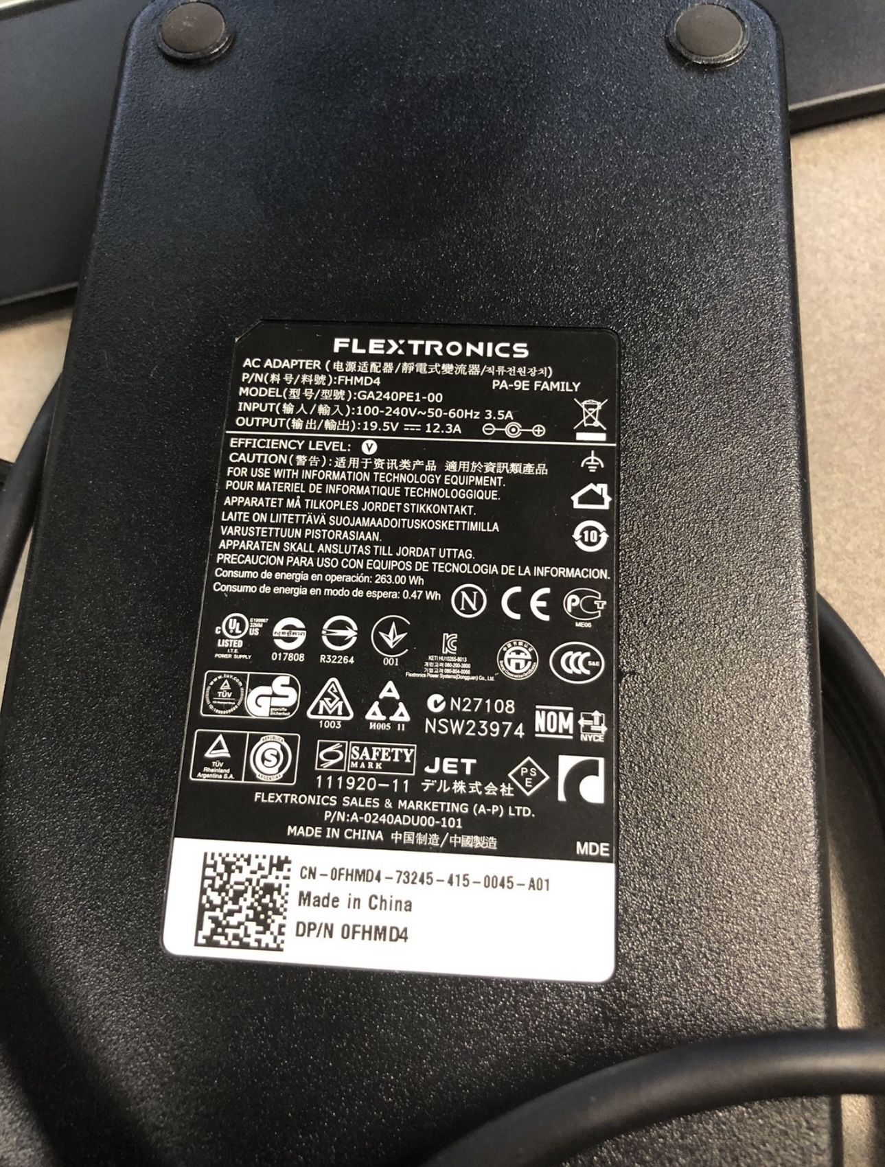 Flextronics 19.5 A/C Adapter (Model # GA240PE1-00)