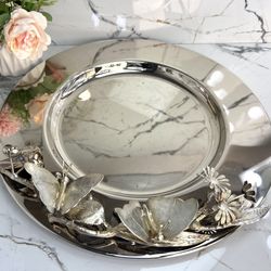 Stunning Vintage Franco Lapini Italy Large 3D Platter Handmade Silversmith Tray Bar Decor