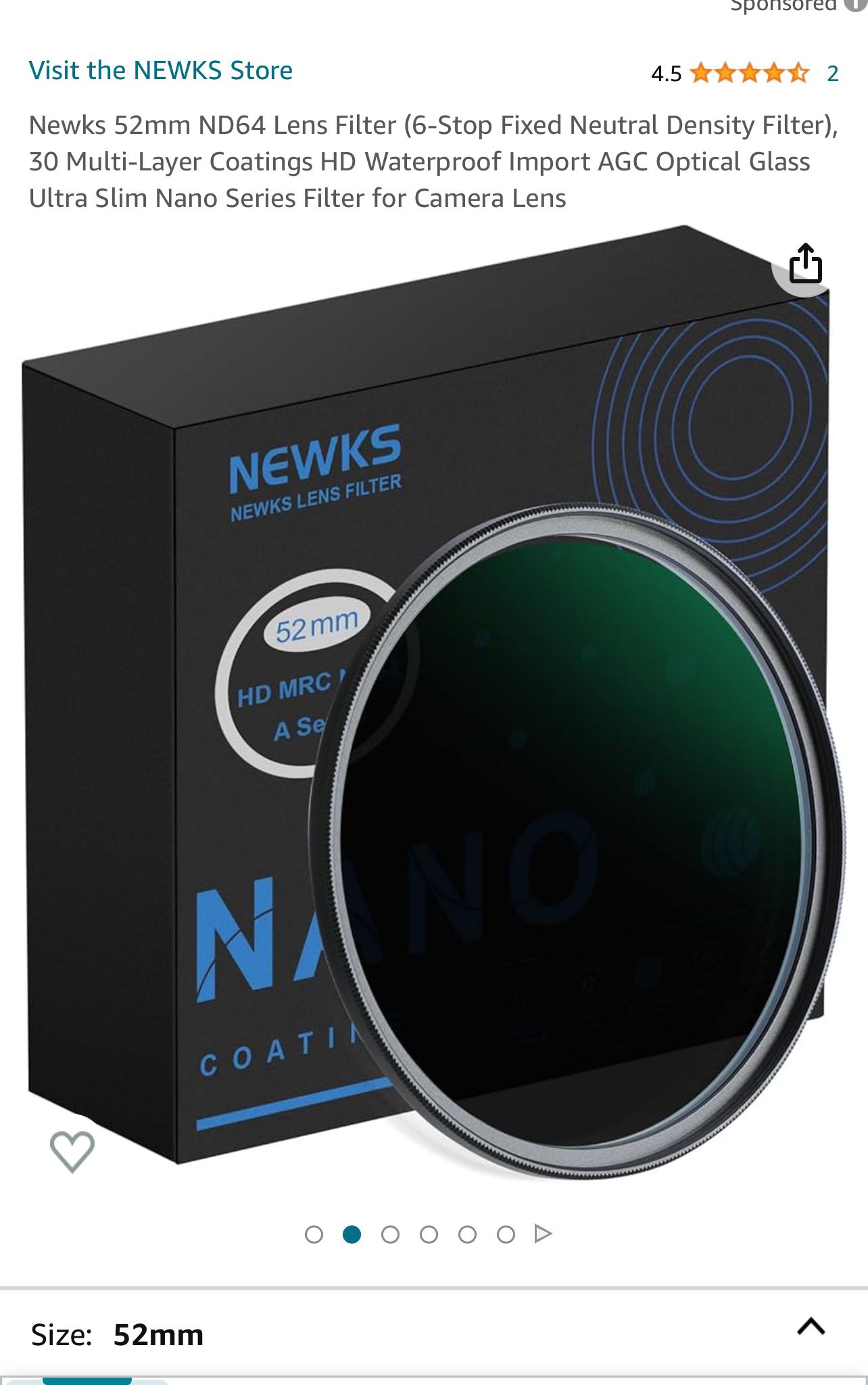 NEWKS ND64 filter Canon/Nikon Camera