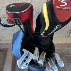 Golf Set Taylor Made R5 Driver Golden Bear Irons Adam’s Golf Bag- Complete 