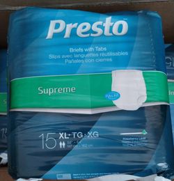 Presto Supreme Adult Briefs with Tabs – XL (15 ct) – New/Sealed