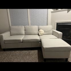 Off-white Sectional With Ottoman