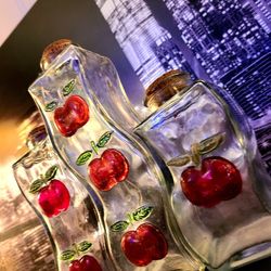 Vintage Set of 3 Glass Storage Containers with Cork Tops