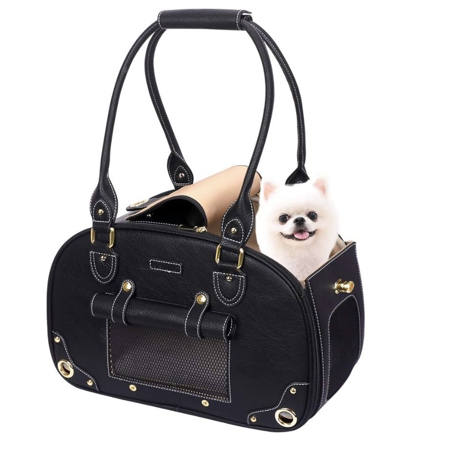 Dog Carrier Purse, Pet Carrier, Cat Carrier, Foldable Waterproof Premium PU Leather Pet Travel Portable Bag Carrier for Cat and Small Dog Home & Outdo