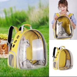 Yellow -PetPack Adorable Bubble Carrying Bag for Small, Medium dogs Cats, Space Capsule Pet Park, Hiking backpack, Airline Approved Travel Carrier