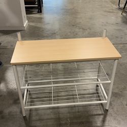 #042711 Small Shoe Rack Organizer, 3 Tier Shoe Rack for Entryway, Metal Shoe Shelf for Closet Hallway, Stackable Narrow Shoe Stand with Wooden Top Boa