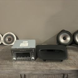 OEM 2005 Subaru STI Radio/CD Player, OEM Dash Clock, and OEM Front & Rear Door Speakers