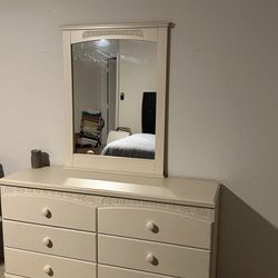 White Dresser Desk Mirror Hutch 