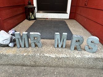 Mr & Mrs Galvanized Metal Letter Signs