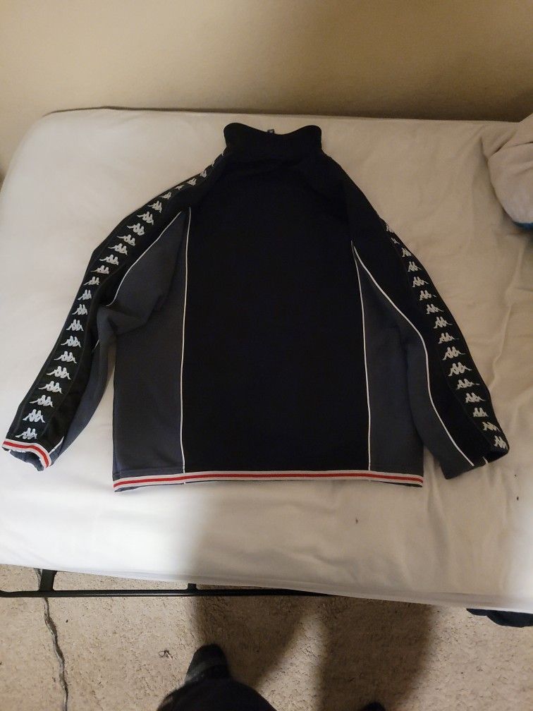 Kappa Vintage Bomber Jacket 90s Y2k Black And Grey