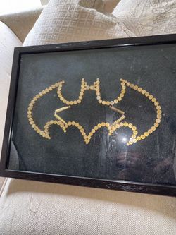 framed, handmade piece of wall art featuring the Batman