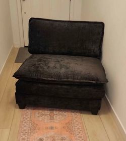 Dark Gray Velvet Armless Accent Chair