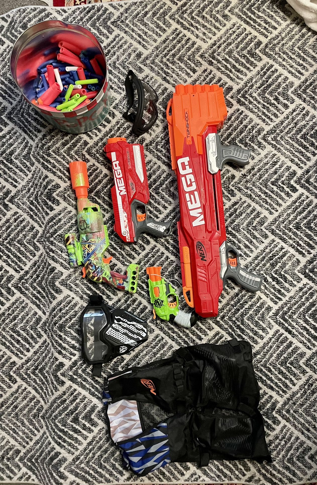 Assortment of Nerf guns and gear/ammo