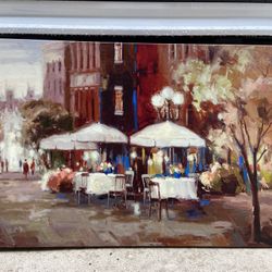 Painting: European-style Outdoor Café Scene