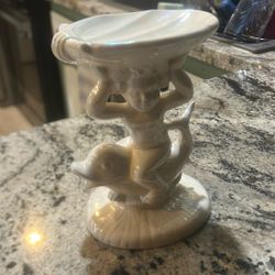 Vintage Querubin Riding Dolphin Porcelain Dish Soap 