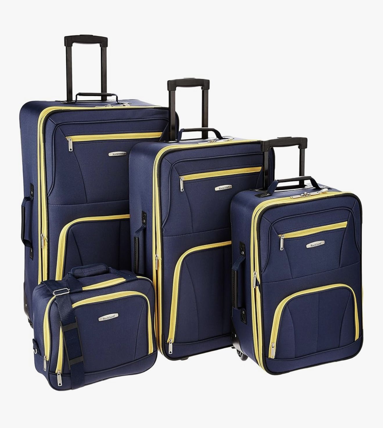 Rockland Journey Softside Luggage Set Navy 4-Piece 4 piece set 14 19 24 28, Expandable, Upright