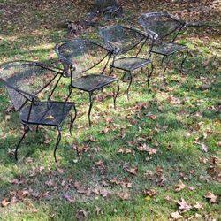 4 Wrought Iron Barrel Back Chairs
