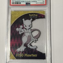 2000 TOPPS POKEMON TV ANIMATION CLEAR CARDS #PC5 MEWTWO PSA 10