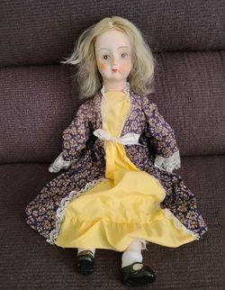 Antique  / VINTAGE Bisque with Cloth Body Doll 
17 Inches Tall 