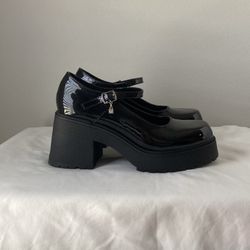 Black Platform Chunky Mary Jane Shoes