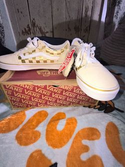 Vans Old Skool White Gold Checker Sneakers