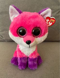 RARE TY BEANIE BOOS JOEY THE FOX 9” PINK PURPLE PLUSH, CUPER CUTE