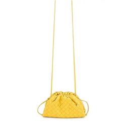 BOTTEGA VENETA yellow mini Leather Woven Pouch Clutch Crossbody Bag