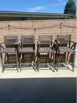 4 teak bar stools