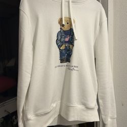 White Polo Bear Hoodie 