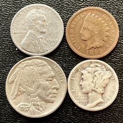 Indian Head Penny Buffalo Nickel 1943 Steel Cent Mercury Dime Coin Set Collection Coins