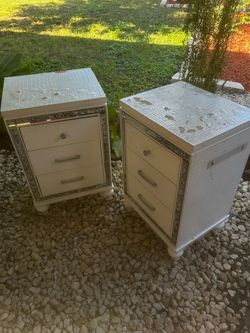 Pair of White & Mirrored 3-Drawer Nightstands (DIY / Upcycle Project)-$60 CASH