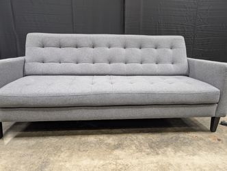 Compact Grey Fabric Tufted Sofa