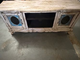 Rustic Distressed Wood TV Console Cabinet