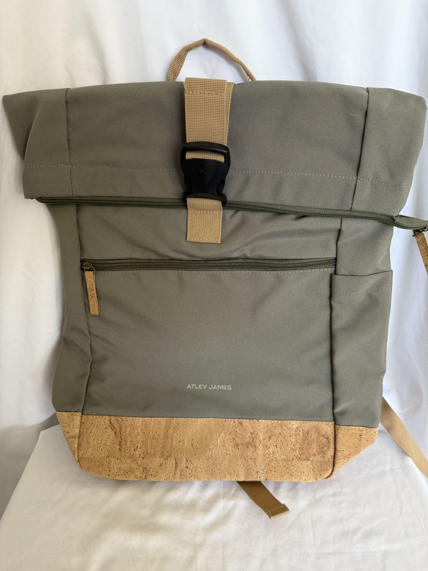 BNWT Backpack, Atley James, Gray With Cork Bottom