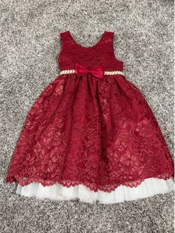 Girls Red Lace Holiday Dress
