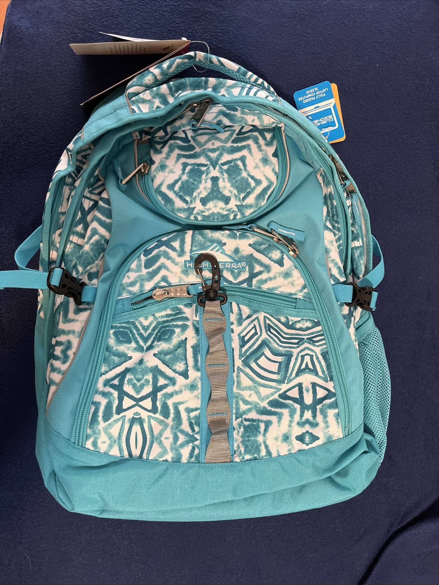 backpack laptop high sierra aqua Loop Backpack, Travel, or Work Bookbag with tablet sleeve, One Size, Aquamarine/White/Ash Spacious Main Compartment Riprap High Sierra Teal Backpack