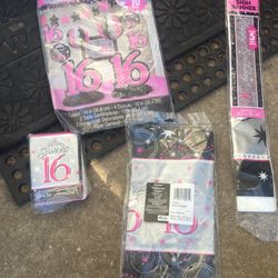 New in package sweet 16 birthday decoration kit only $10