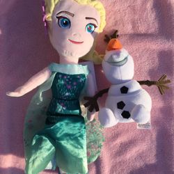 Kohl's Cares Disney Princess Queen Elsa Frozen 16" Plush Stuffed Doll and olaf