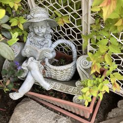 Garden Girl On Bench