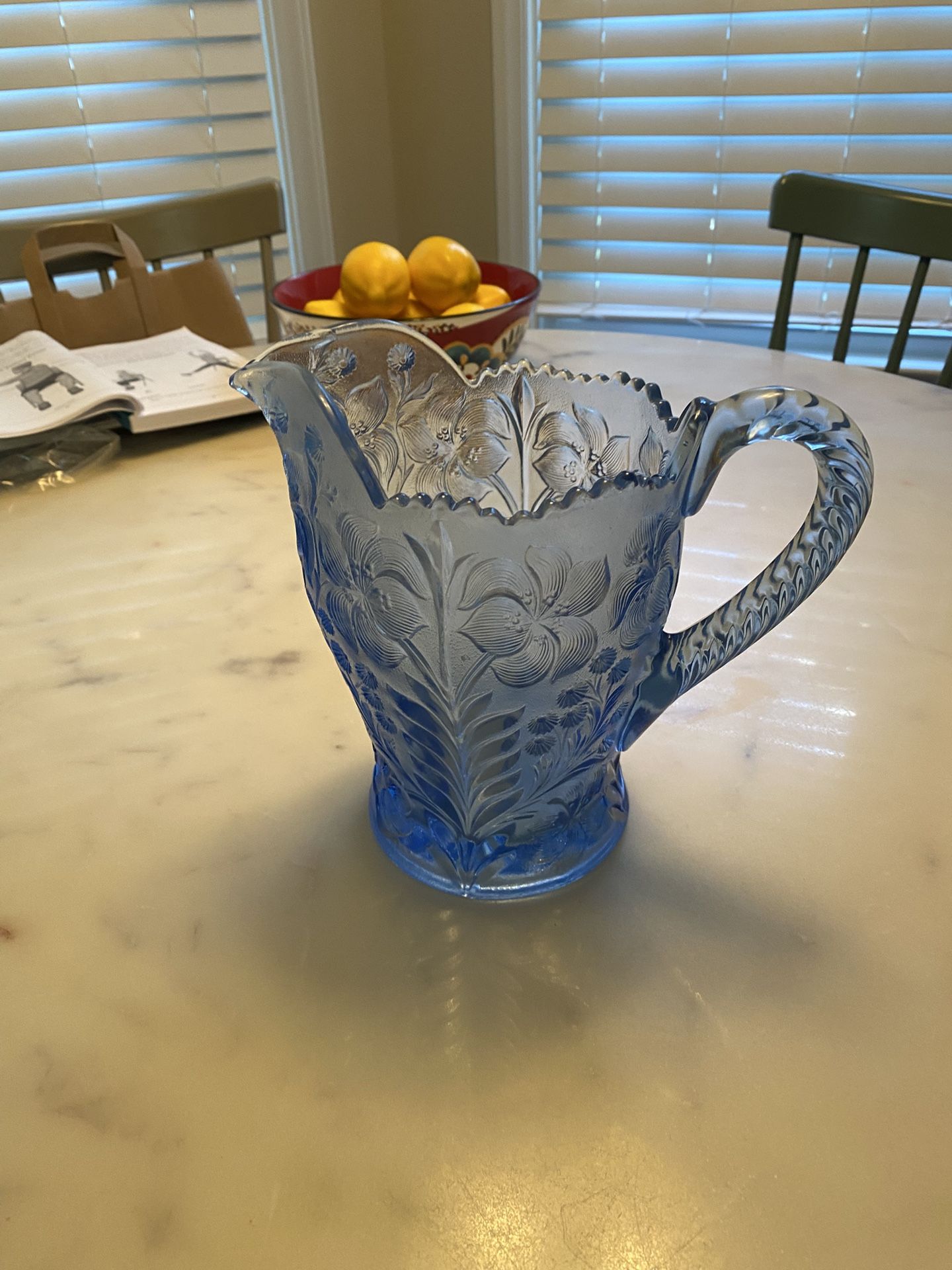 Blue Glass Pitcher