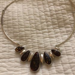 Baltic amber silver necklace 