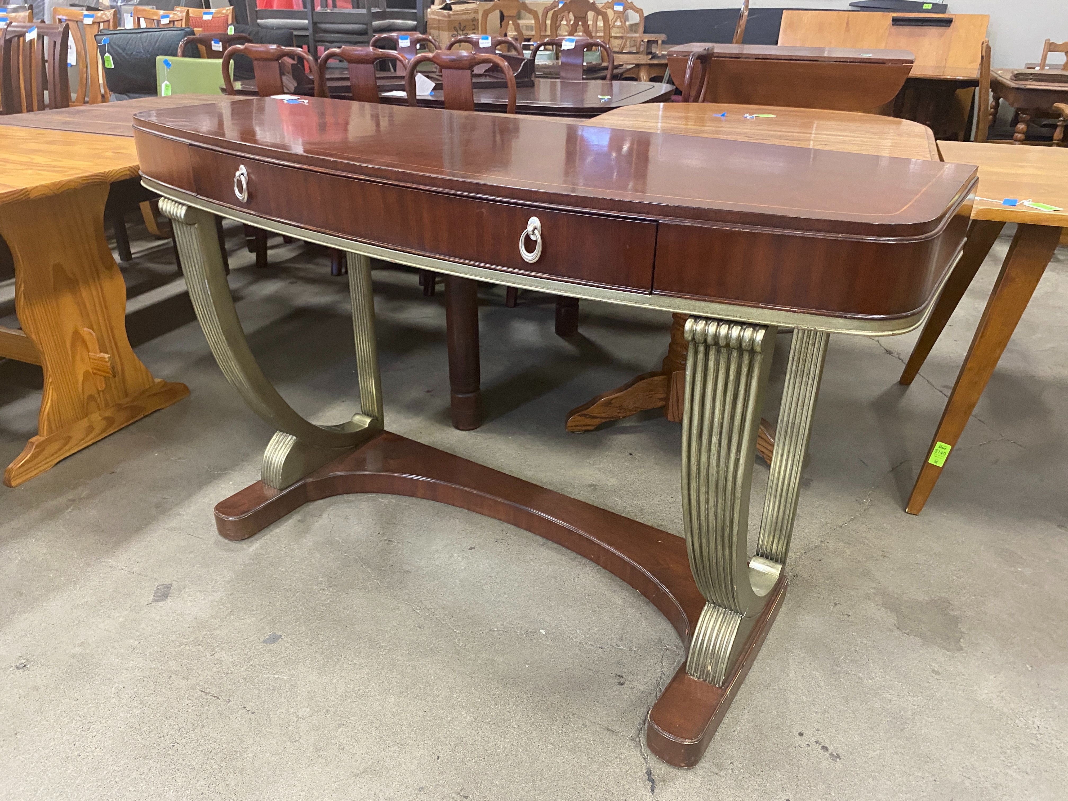 Red Wood Sideboard with Gold Harp Legs