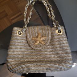 Eric Javits New York Mini Squishee Star HandBag Purse In Gold (Kennedy Estate) 