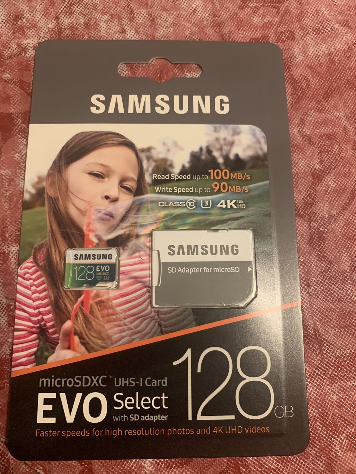 Samsung 128GB 100MB/s with micro SDXC SD adapter
