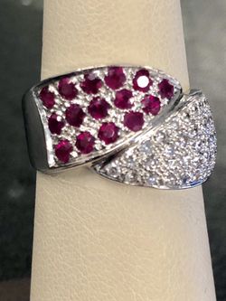 14k white gold and ruby ring**Firm Price