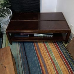 Solid Wood Coffee Table and Matching Seat Cushions