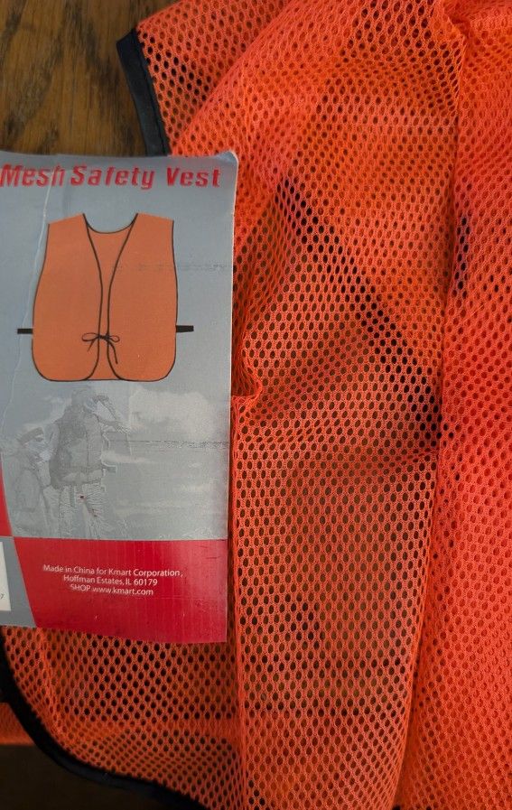 NEW Mesh Safety Vest Blaze Orange. Elastic Bands And Ties On Both Side Seams. Retail $15 East, West